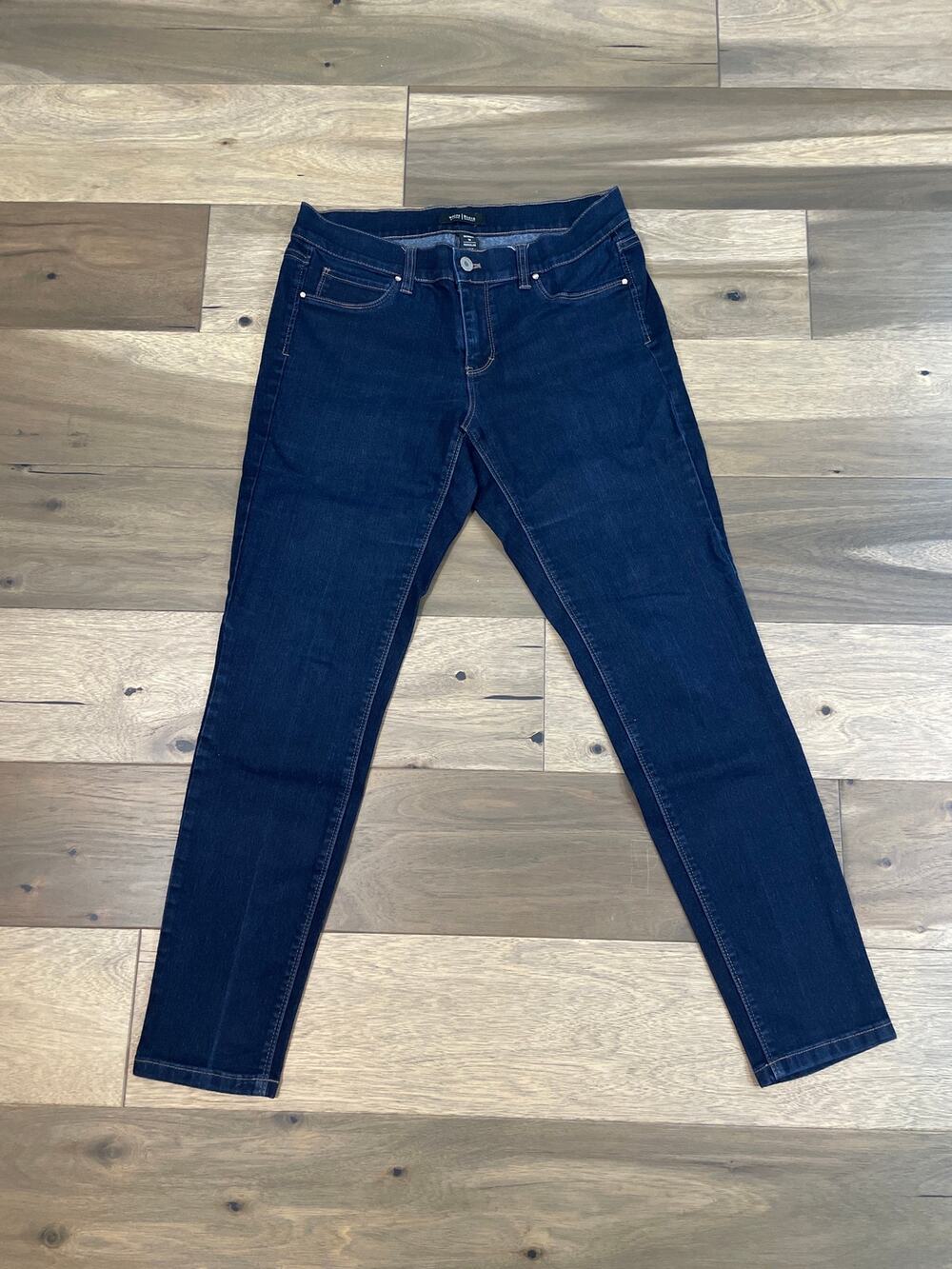 White House Black Market Dark Indigo Skinny Jeans Size M Stretch Denim